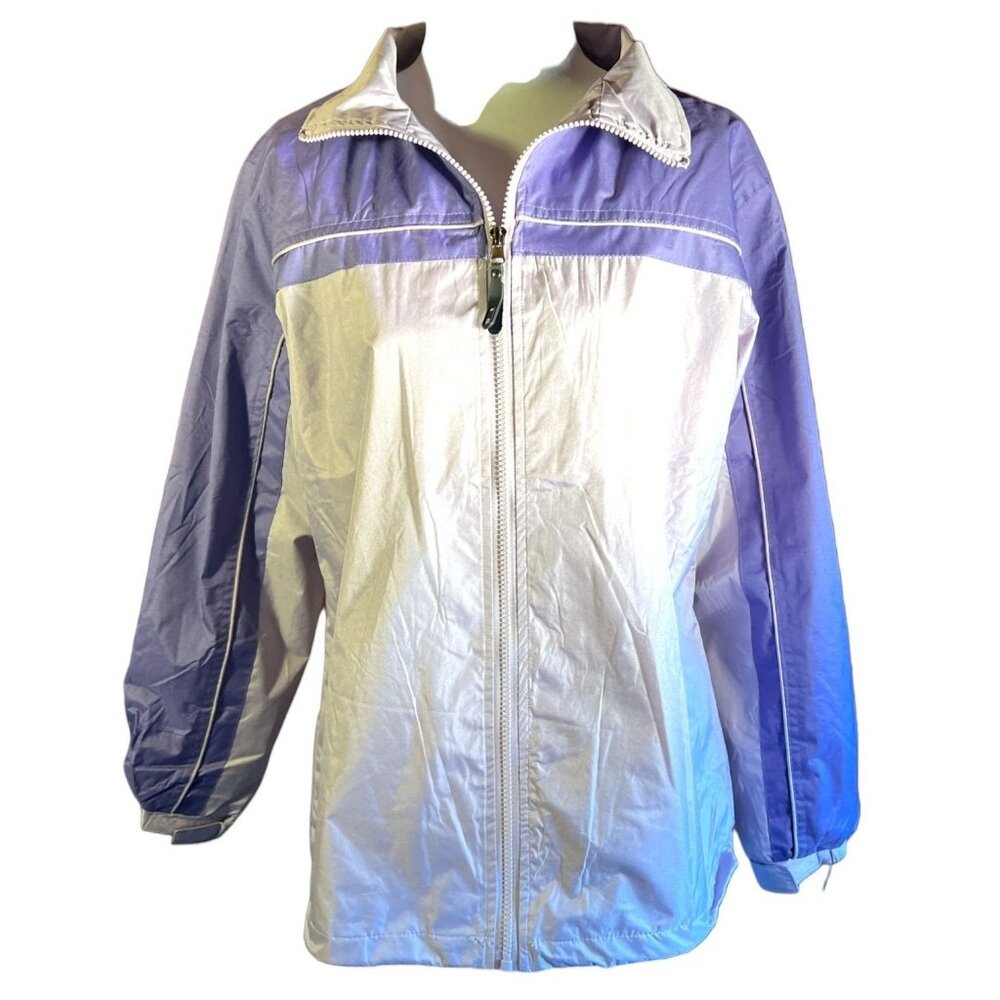 Vintage i5 Womens M Colorblock Windbreaker Jacket Full-Zip Polyester Purple